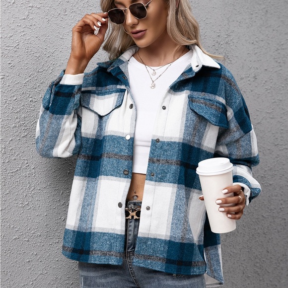 Plaid Long Sleeve Shirt Jacket - Picture 3 of 10